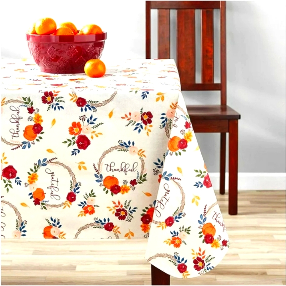 NEW Way To Celebrate Harvest Wreaths & Florals Thanksgiving Holiday Tablecloth